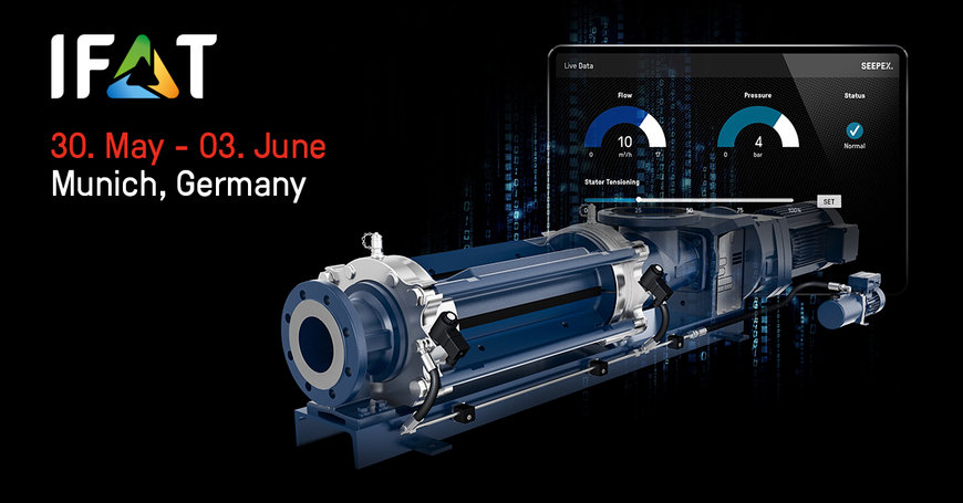 Premiär på IFAT: SEEPEX 4.0 presenterar världens första automatiskt justerbara pump. SCT AutoAdjust optimerar statorfästet med ett knapptryck